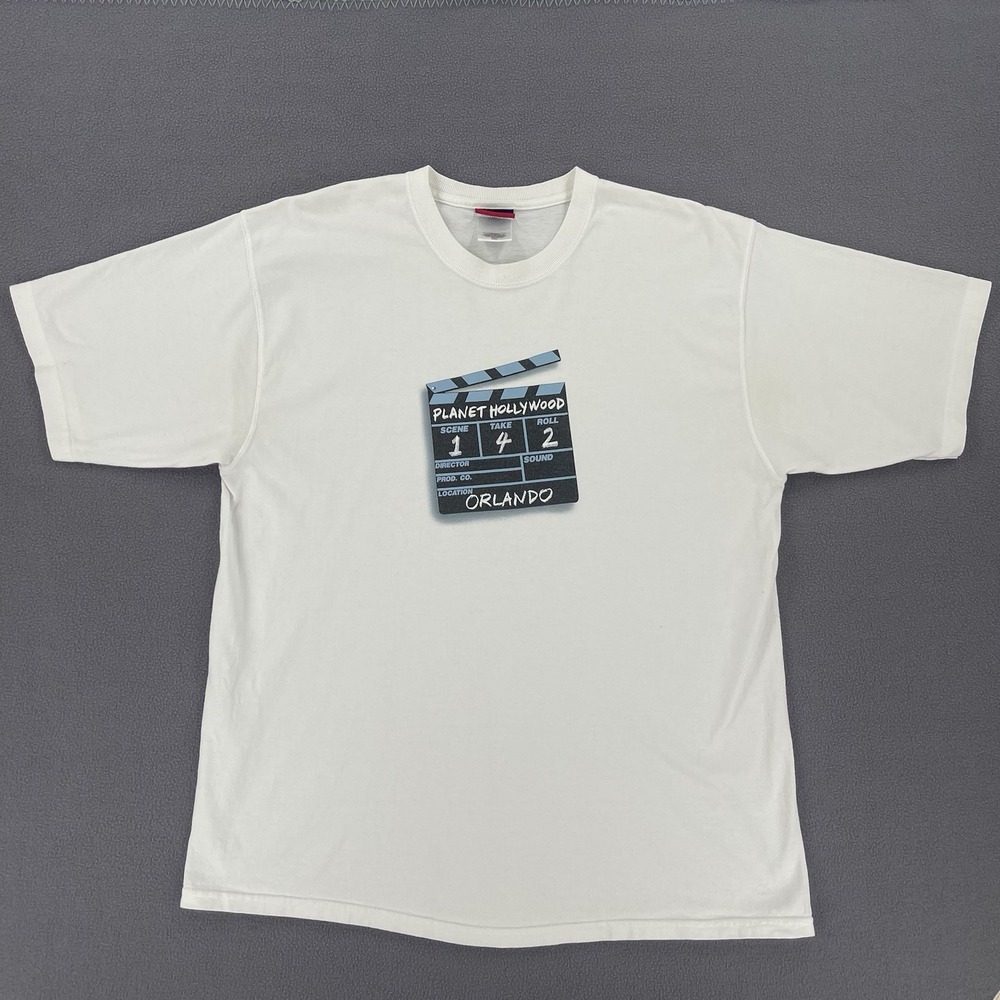 Vintage 2000 Planet Hollywood T-Shirt Mens L White Graphic Print